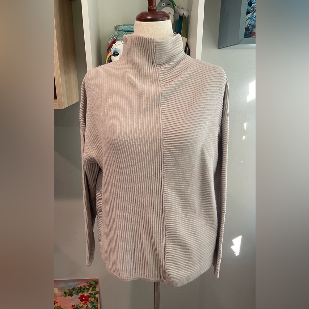 T-Tahari Rib Mock Neck Sweater